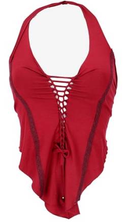 GURU SHOP Goa Top, Psytrance, Bandeau Top, Neckholder Top, Damen, Rot, Synthetisch, Size:36 von GURU SHOP