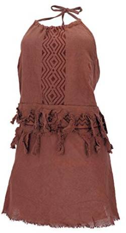 GURU SHOP Goa Top, Psytrance, Bedrucktes Bandeau Top, Damen, Rostorange, Baumwolle, Size:36 von GURU SHOP