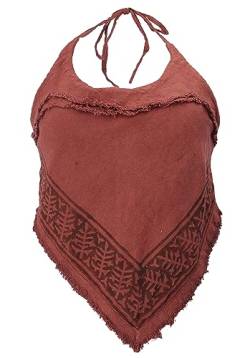 GURU SHOP Goa Top, Psytrance, Bedrucktes Bandeau Top, Damen, Rostorange, Baumwolle, Size:36 von GURU SHOP