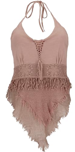 GURU SHOP Goa Top, Psytrance Bandeau Top, Neckholder Lagentop, Damen, Camel, Baumwolle, Size:38 von GURU SHOP