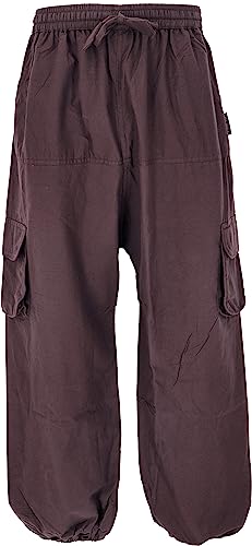 GURU SHOP Goahose, Herren Yoga Hose, Bequeme Freizeithose, Dunkelbraun, Baumwolle, Size:S/M (50) von GURU SHOP