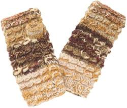 GURU SHOP Handstulpen, Gestrickte Wollstulpen aus Nepal, Herren/Damen, Senf/braun, Wolle, Size:One Size von GURU SHOP