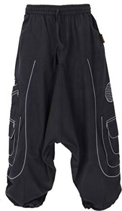 GURU SHOP Haremshose, Pluderhose, Pumphose, Aladinhose, Schwarz, Baumwolle, Size:S/M (50) von GURU SHOP