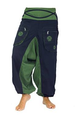 GURU SHOP Haremshose Pluderhose Pumphose Aladinhose Spirale, Schwarz/grün, Baumwolle, Size:M (38) von GURU SHOP