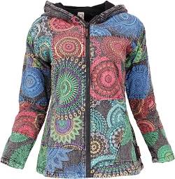 GURU SHOP Hippie Chic Jacke, Warm Gefütterte Patchwork Jacke, Rot/grün/blau, Baumwolle, Size:M (38) von GURU SHOP