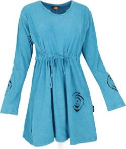 GURU SHOP Hippie Minikleid Chic Spirale, Tunika, Blau, Baumwolle, Size:M (38) von GURU SHOP