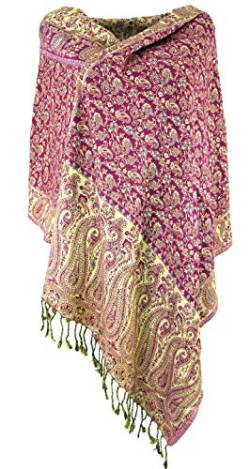 GURU SHOP Indischer Pashmina Schal, Schultertuch, Stola mit Paisley Muster, Herren/Damen, Pink, Synthetisch, Size:One Size, 200x70 cm von GURU SHOP