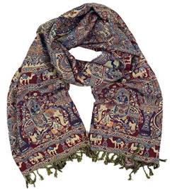 GURU SHOP Indischer Pashmina Schal, Schultertuch, Stola mit Paisley Muster, Herren/Damen, Weinrot, Synthetisch, Size:One Size, 200x70 cm von GURU SHOP