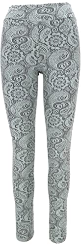 GURU SHOP Jacquard Yoga-Hose, Yoga Paisley Leggings Bio-Baumwolle, Aqua, Size:M (36) von GURU SHOP