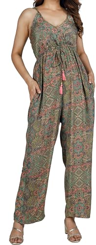 GURU SHOP Jumpsuit,Sommer Overall, Seidig Glänzender Einteiler, Damen, Grün, Synthetisch, Size:40 von GURU SHOP