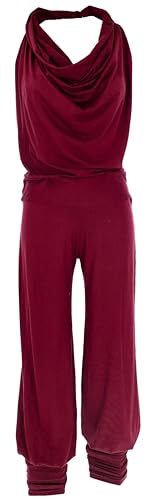 GURU SHOP Jumpsuit mit Schalkragen, Sommer Pluderhose, Overall, Aladin Hosenkleid, Rot, Synthetisch, Size:S/M (38) von GURU SHOP