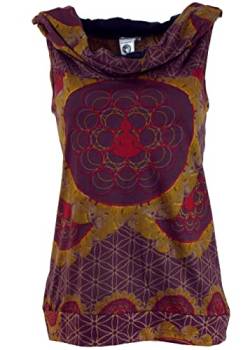 GURU SHOP Kapuzen Mandala Tank Top, Goa Festivaltop, Aubergine, Baumwolle, Size:M/L (38/40) von GURU SHOP