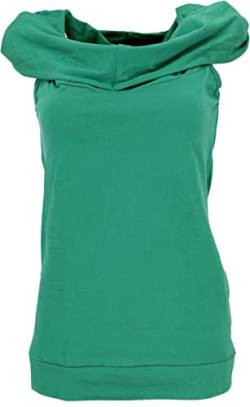 GURU SHOP Kapuzen Tank Top, Goa Festivaltop aus Bio-Baumwolle, Grün, Size:S/M (34/36) von GURU SHOP