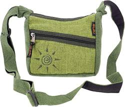 GURU SHOP Kleine Schultertasche, Hippie Tasche, Goa Tasche - Olive, Herren/Damen, Grün, Baumwolle, Size:One Size, 15x20x6 cm, Alternative Umhängetasche, Handtasche aus Stoff von GURU SHOP