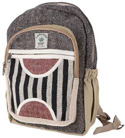 GURU SHOP Kleiner Ethno Hanf Rucksack Gestreift - Schwarz, Herren/Damen, Size:One Size, 35x25x15 cm, Ausgefallene Stofftasche von GURU SHOP