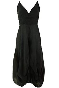 GURU SHOP Langes Sommerkleid Hippie Chic, Schwarz, Baumwolle, Size:L/XL (42) von GURU SHOP