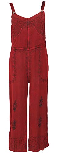 GURU SHOP Latzhose, Hose, Bestickter Overall, Damen, Rot, Synthetisch, Size:38 von GURU SHOP