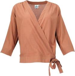 GURU SHOP Leichte Baumwoll Bluse, Sommerbluse in Wickellook, Apricot, Baumwolle, Size:S (36) von GURU SHOP