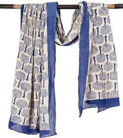 GURU SHOP Leichter Pareo, Sarong, Handbedrucktes Baumwolltuch, Herren/Damen, Blau Kombination 17, Baumwolle, Size:One Size, 160x100 cm von GURU SHOP