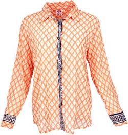 GURU SHOP Leichtes Unisex Baumwollhemd, Hemdbluse, Orange/blau, Synthetisch, Size:XL (42) von GURU SHOP