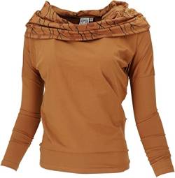 GURU SHOP Lockeres Longshirt aus Bio-Baumwolle, Shirt Schalkapuze, Caramel, Size:L (40) von GURU SHOP