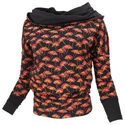 GURU SHOP Lockeres Longshirt aus Bio-Baumwolle, Shirt Schalkapuze, Schwarz/rot, Size:L (40) von GURU SHOP