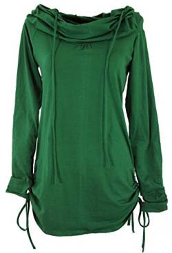 GURU SHOP Longshirt, Minikleid mit Weiter Schalkapuze, Smaragdgrün, Baumwolle, Size:S/M (36) von GURU SHOP