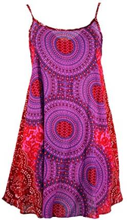 GURU SHOP Mandala Minikleid, Trägerkleid, Strandkleid, Damen, Fuchsia, Synthetisch, Size:38 von GURU SHOP