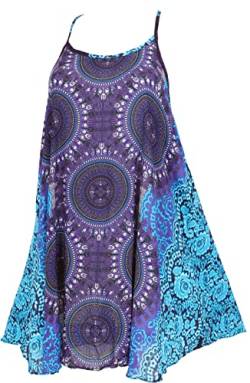 GURU SHOP Mandala Minikleid, Trägerkleid, Strandkleid, Tank Top, Damen, Flieder/blau, Synthetisch, Size:38 von GURU SHOP