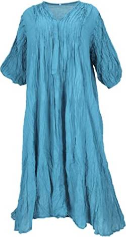 GURU SHOP Maxikleid, Luftiges Langes Sommerkleid für Starke Frauen im Crash Look, Damen, Hellblau, Baumwolle, Size:44 von GURU SHOP