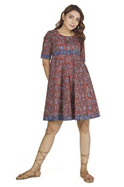 GURU SHOP Minikleid, Sommerliches Minikleid, Baumwollkleid, Rostrot, Baumwolle, Size:L (40) von GURU SHOP