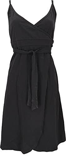 GURU SHOP Minikleid aus Bio-Baumwolle, Wickelkleid, Sommerkleid, Schwarz, Size:M (38) von GURU SHOP