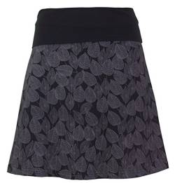 GURU SHOP Minirock aus Bio-Baumwolle, Tellerrock Herbstlaub Print Organic, Schwarz, Size:XL (42) von GURU SHOP