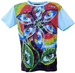 GURU SHOP Mirror T-Shirt, Drittes Auge/Hellblau, Baumwolle, Size:L von GURU SHOP