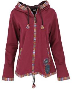 GURU SHOP Nepal Ethno Jacke, Bestickte Jacke, Bordeauxrot, Baumwolle, Size:L (40) von GURU SHOP