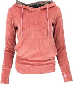 GURU SHOP Nicki-Kapuzenpullover, Weicher Hoodie, Samt Sweatshirt, Apricot, Synthetisch, Size:L (40) von GURU SHOP