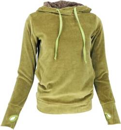 GURU SHOP Nicki-Kapuzenpullover, Weicher Hoodie, Samt Sweatshirt, Grün, Synthetisch, Size:S (36) von GURU SHOP