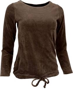 GURU SHOP Nicki-Pullover, Weiches Samtshirt, Langarmshirt, Schokobraun, Synthetisch, Size:L (40) von GURU SHOP