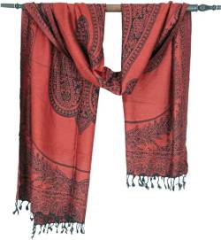 GURU SHOP Pashmina-Viskose Schal, Indische Stola mit Paisley Muster, Herren/Damen, Rost, Synthetisch, Size:One Size, 200x70 cm von GURU SHOP