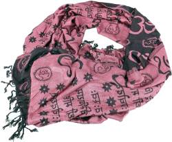 GURU SHOP Pashmina Viskose Schal/Stola mit OM Musterr, Herren/Damen, Schwarz/rosa, Synthetisch, Size:One Size, 180x70 cm von GURU SHOP