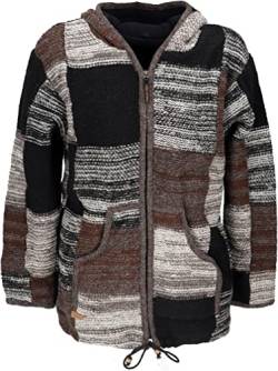 GURU SHOP Patchwork Strickjacke, Wolljacke, Nepaljacke, Modell 18, Wolle, Size:S von GURU SHOP