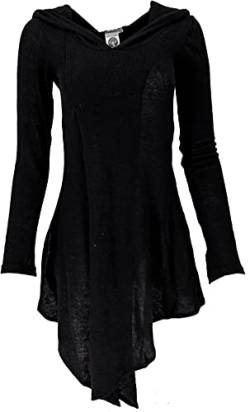 GURU SHOP Pixikleid im Wickellook mit Kapuze, Feinstrick Elfen Pullover, Schwarz, Baumwolle, Size:S/M (36) von GURU SHOP