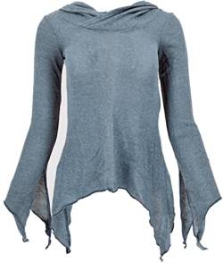 GURU SHOP Pixishirt mit Kapuze, Elfen Pullover, Taubenblau, Baumwolle, Size:M/L (38) von GURU SHOP