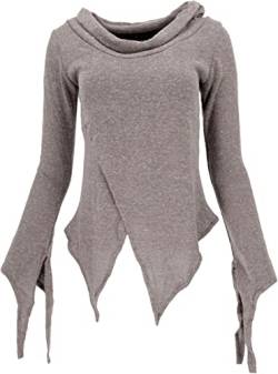 GURU SHOP Pixishirt mit Schalkragen Baumwollstrick Pullover, Cappuccino, Baumwolle, Size:S/M (36) von GURU SHOP