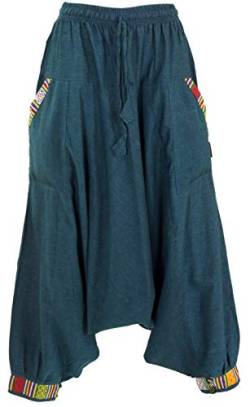 GURU SHOP Pluderhose, Aladinhose Nepali, Damen, Petrol, Baumwolle, Size:38 von GURU SHOP