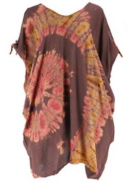 GURU SHOP Plus Size Batik Kaftan, Strandkleid, Tunika für Starke Frauen, Damen, Cappuccino, Synthetisch, Size:44 von GURU SHOP