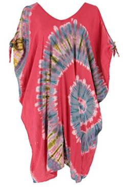 GURU SHOP Plus Size Batik Kaftan, Strandkleid, Tunika für Starke Frauen, Damen, Himbeerrot, Synthetisch, Size:44 von GURU SHOP