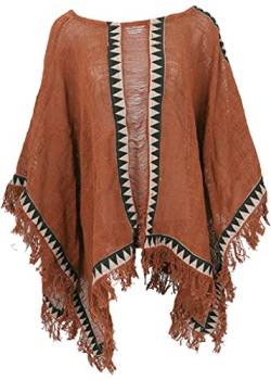 GURU SHOP Poncho, Damen, Rostorange, Baumwolle, Size:42 von GURU SHOP