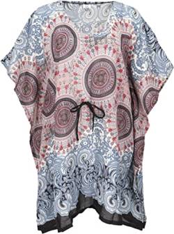 GURU SHOP Poncho, Mandala Tunika, Kaftan, Kurzarm Strandtunika für Starke Frauen, Damen, Schwarz/grau, Synthetisch, Size:One Size von GURU SHOP