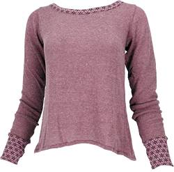 GURU SHOP Psytrance Feinstrick Shirt, Langarmshirt mit Offnem Rücken, Altrosa, Baumwolle, Size:M (38) von GURU SHOP